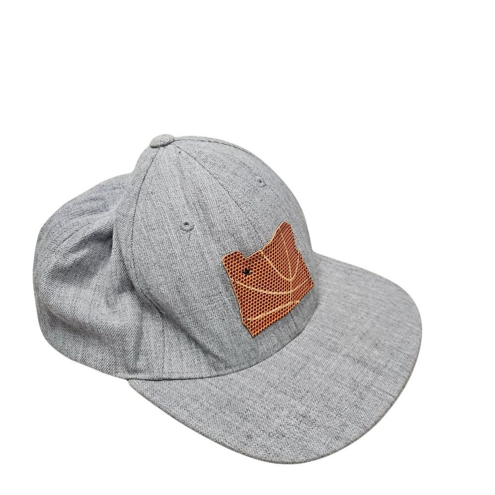 Oregon State Gray‎ Baseball Cap  Brown Basketball Embellished State Logo Patch